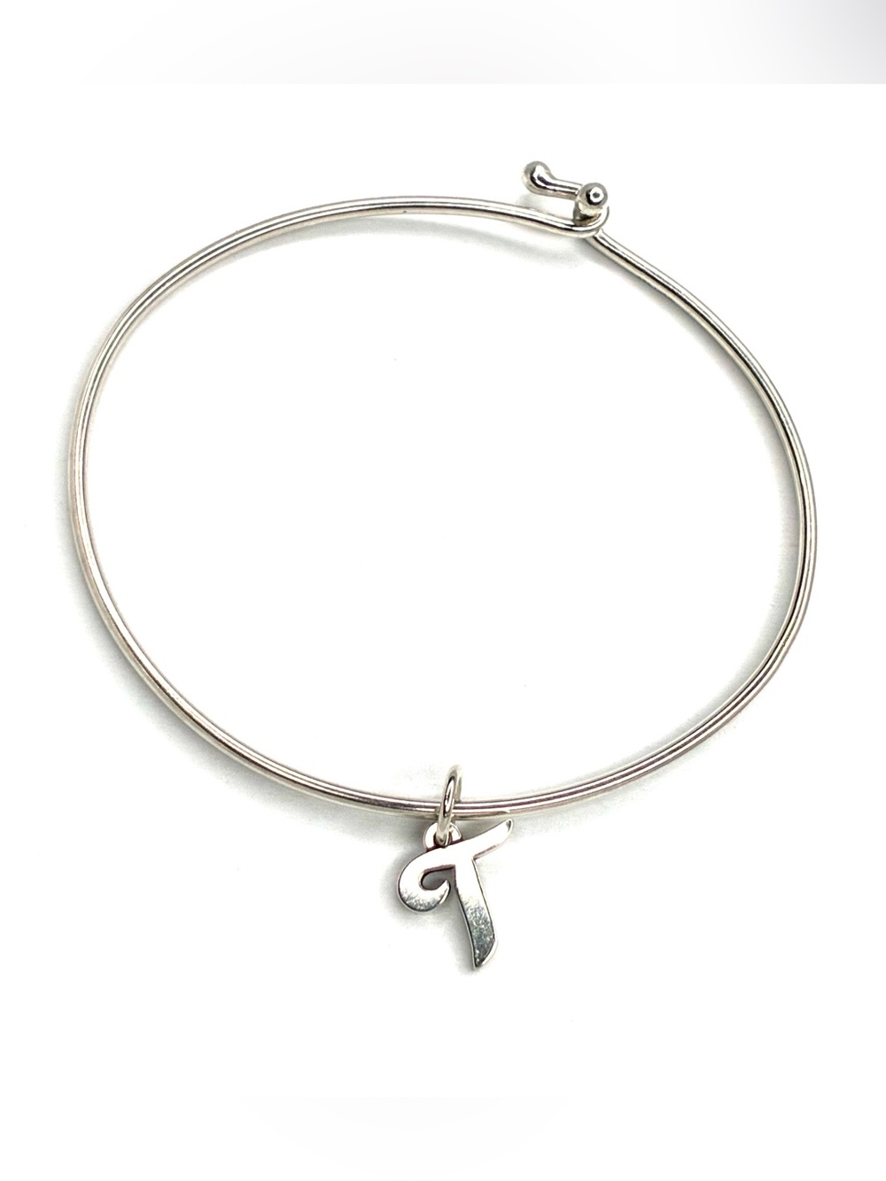 Authentic James Avery Hook-On Bracelet & Script Letter T Charm Silver Set